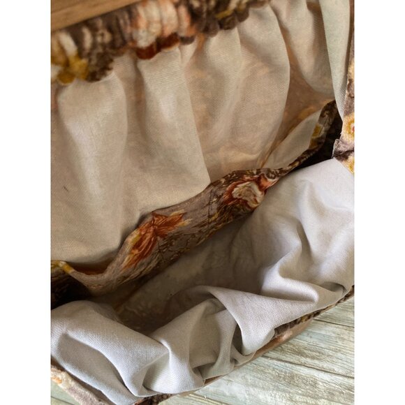 Vintage 70s Boho Floral Carpet Bag Retro Velour Purse 17" w/Wood Handles - Picture 8 of 14